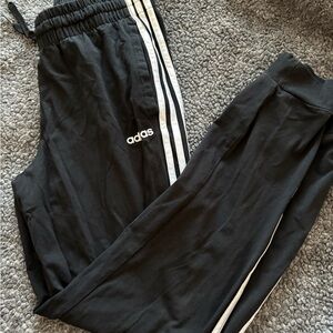 adidas Black Joggers with White Side Stripes. Size Medium